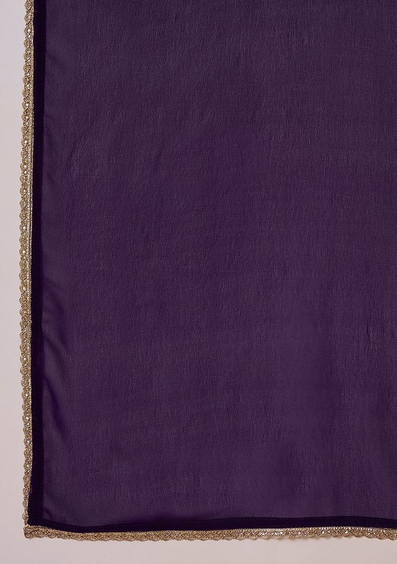 Purple Embroidered Georgette Kurta Set - Indya