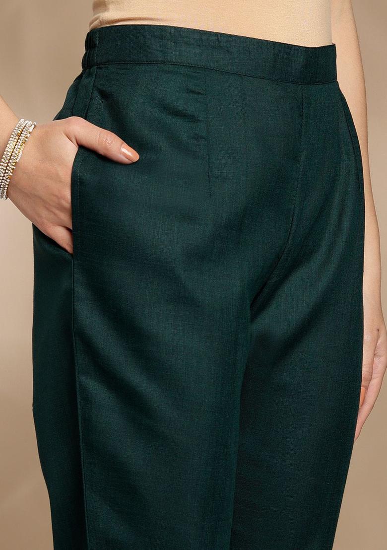 Green Printed Georgette Kurta Set - Indya