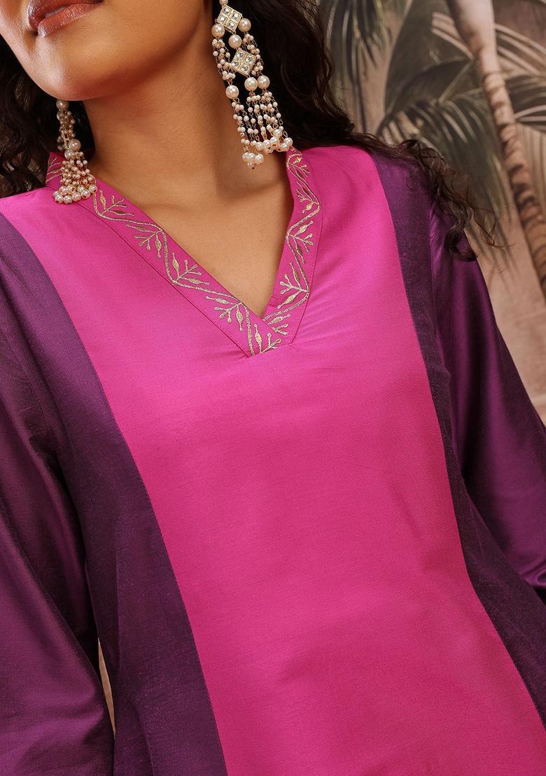 Pink  Blended Kurta - Indya