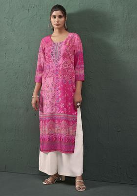 Pink  Blended Kurta