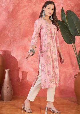 Pink  Blended Kurta