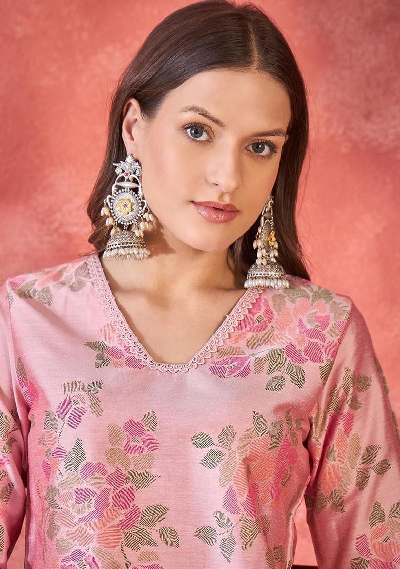 Pink  Blended Kurta - Indya