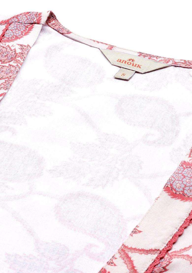 Maroon Printed Polyester Kurta Set - Indya