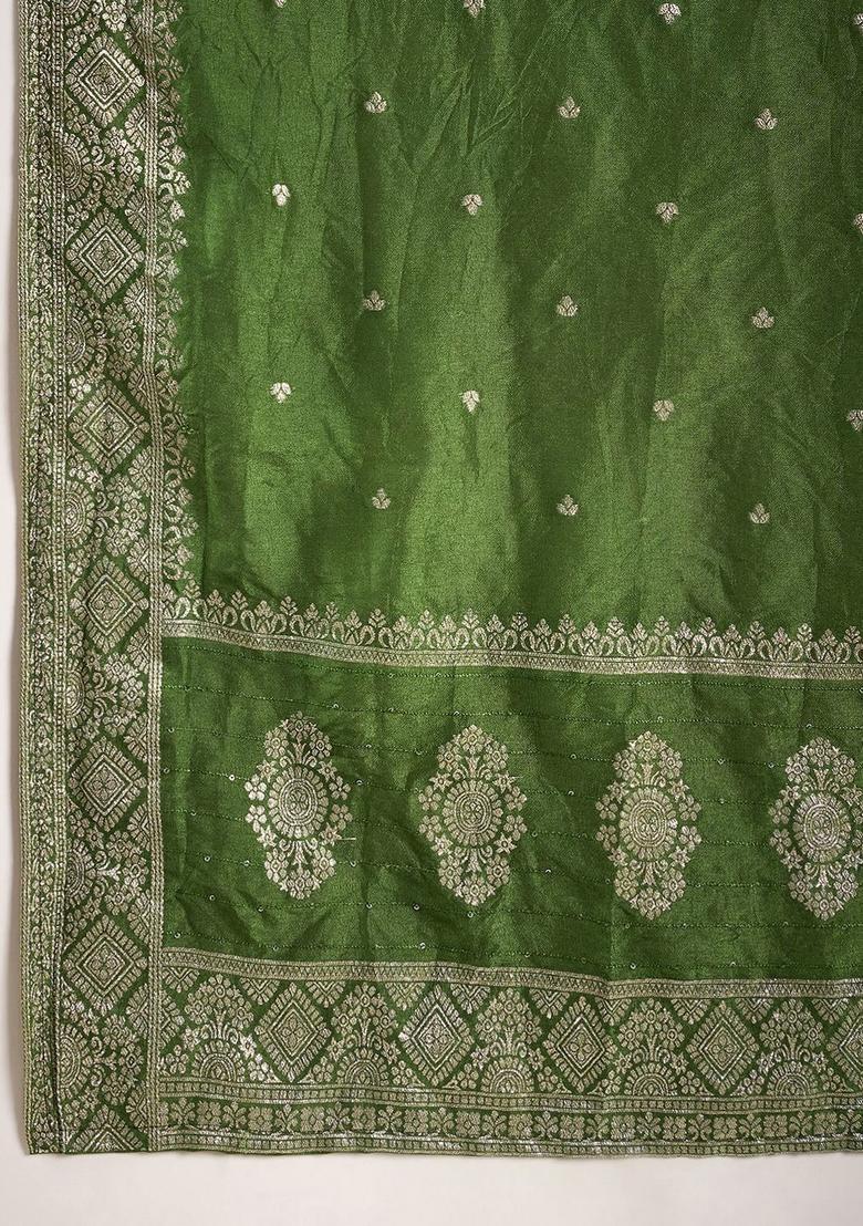 Green Yoke Design Silk Kurta Set - Indya