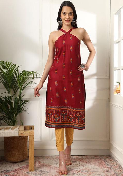 Maroon  Cotton Kurta