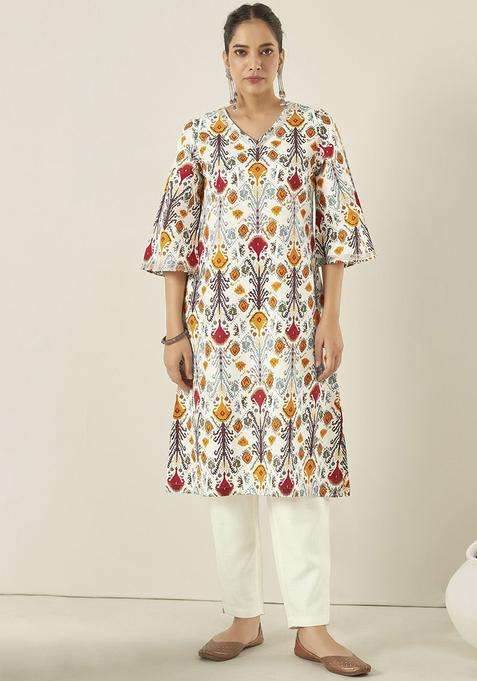 White  Blended Kurta