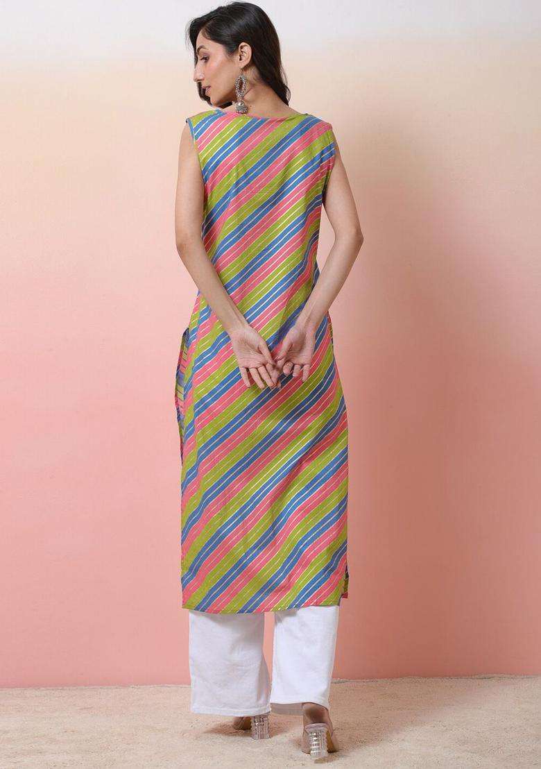 Blue  Cotton Kurta - Indya