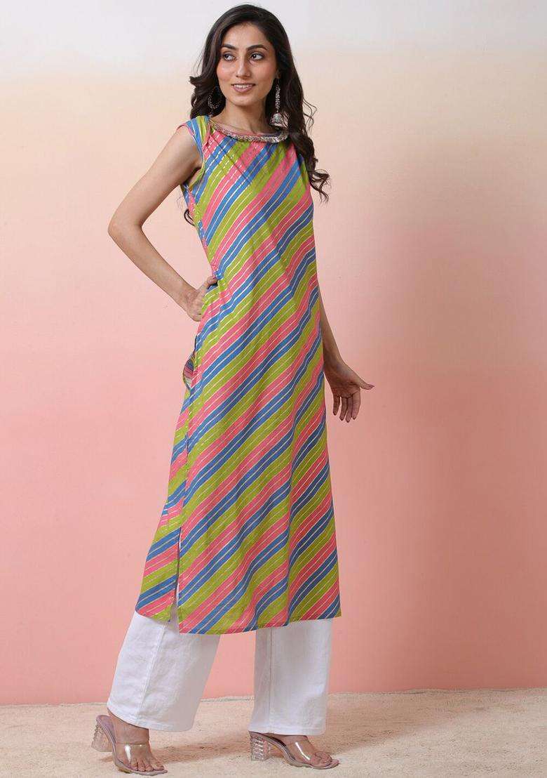 Blue  Cotton Kurta - Indya
