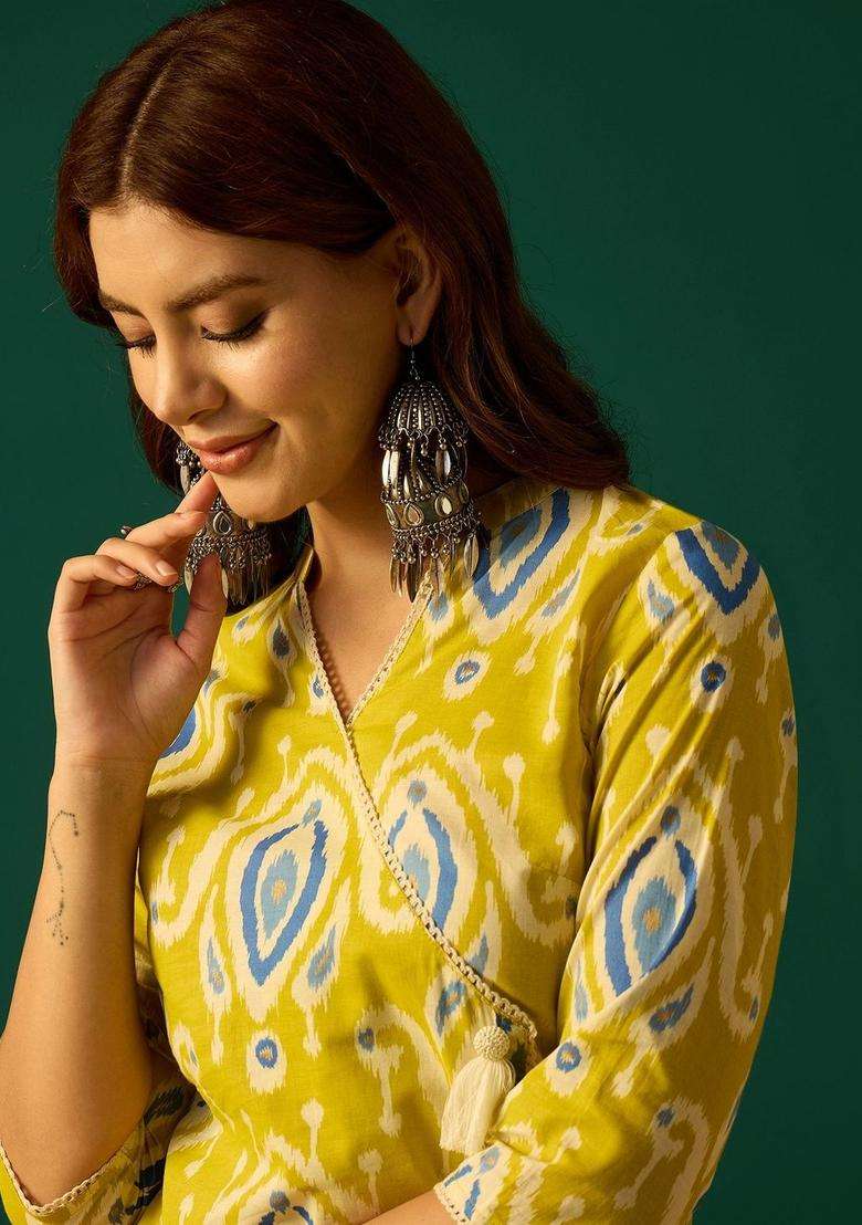 Yellow Silk Blend Kurta - Indya