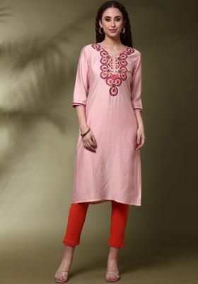Pink  Blended Kurta