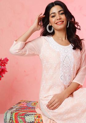 Pink  Blended Kurta