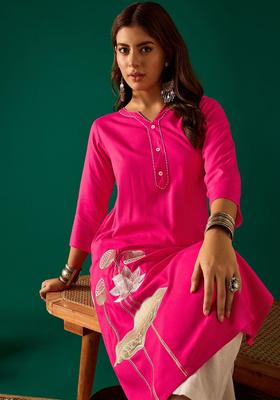 Pink  Blended Kurta
