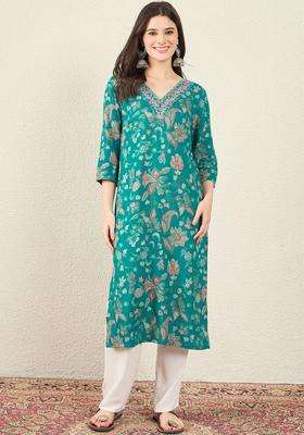 Sea Green  Blended Kurta