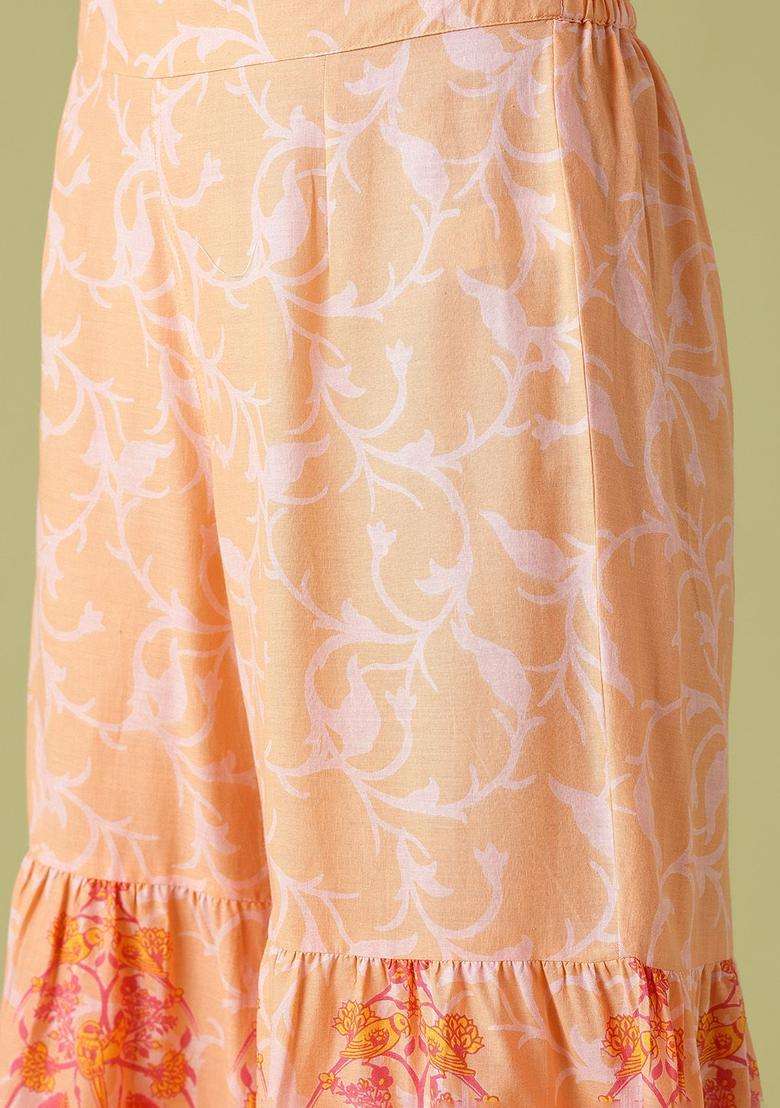 Yellow Printed Cotton Kurta Set - Indya
