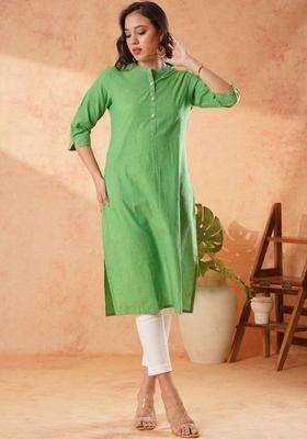 Green  Blended Kurta