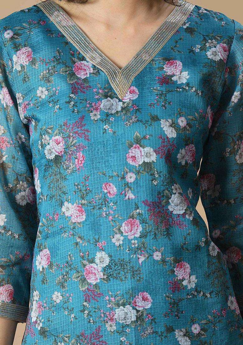Blue  Blended Kurta - Indya