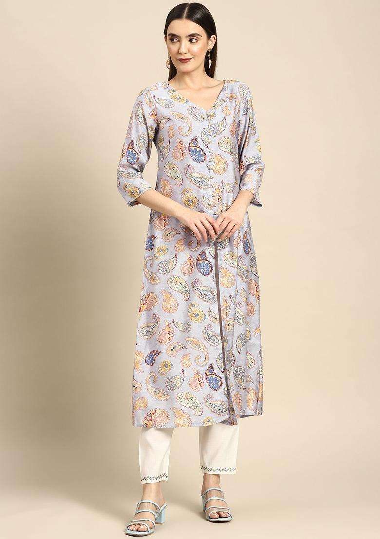 Lavender  Blended Kurta - Indya