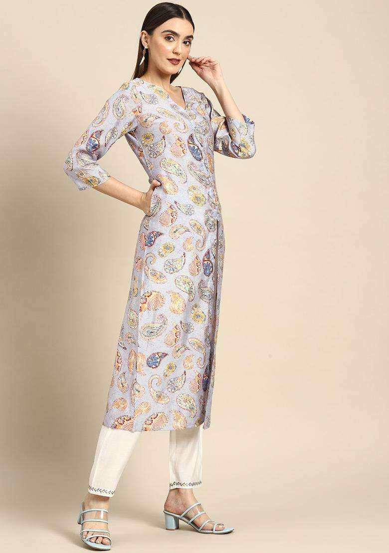 Lavender  Blended Kurta - Indya