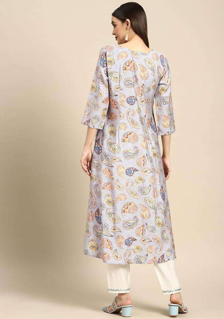 Lavender  Blended Kurta - Indya