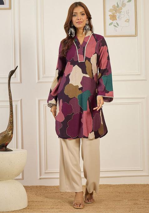 Purple Silk Kurta — view on Indya