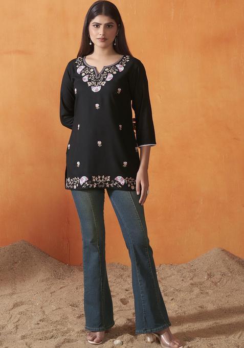 Black  Blended Kurta