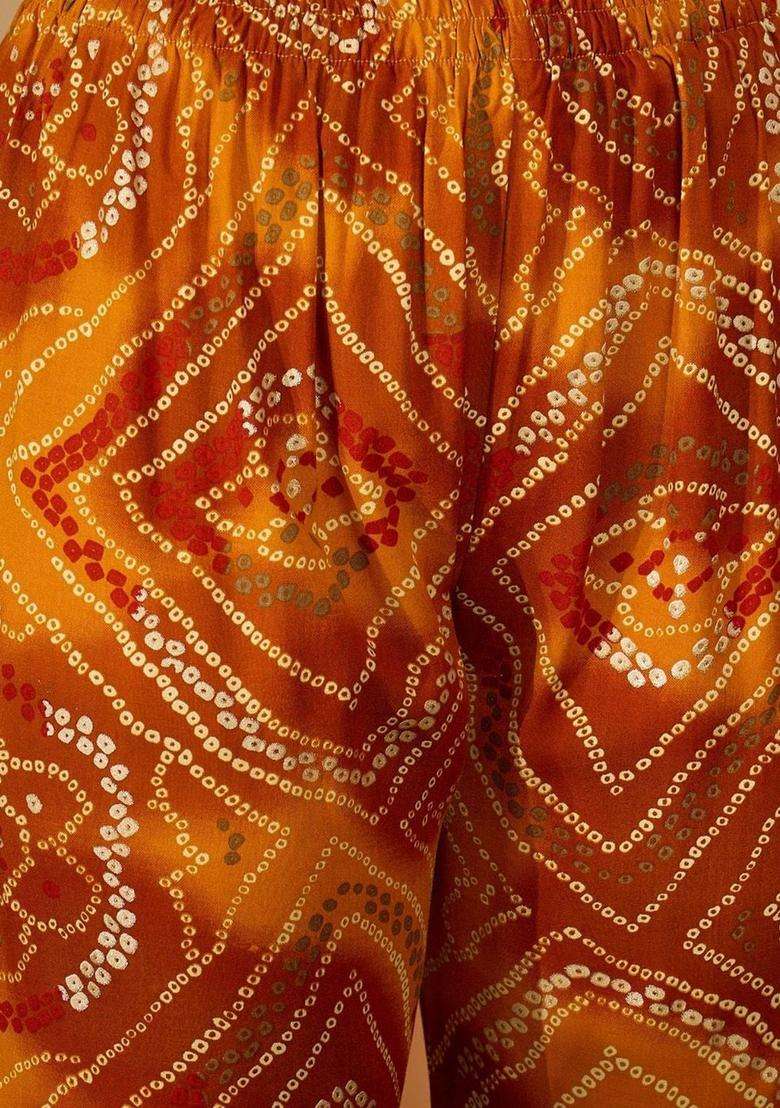 Mustard Printed Viscose Kurta Set - Indya