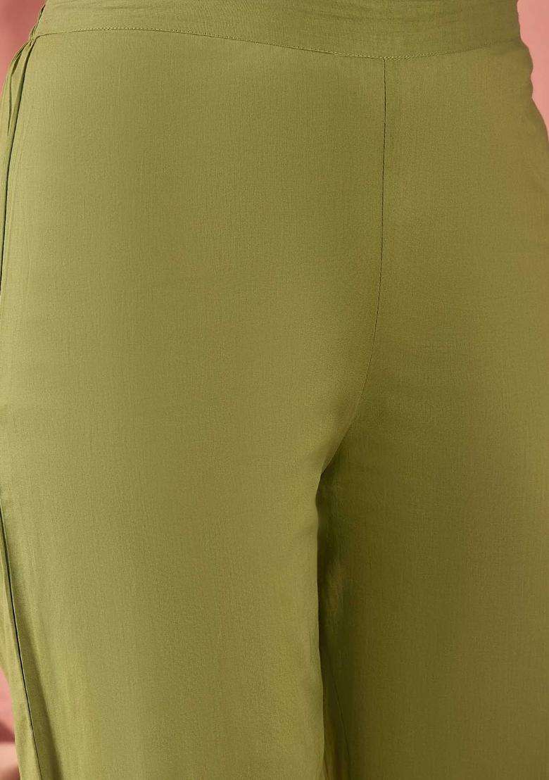 Green Printed Cotton Kurta Set - Indya