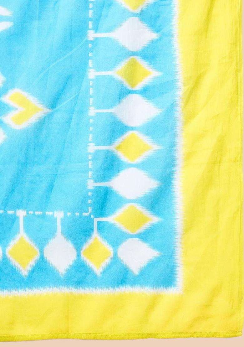 Yellow Printed Cotton Kurta Set - Indya