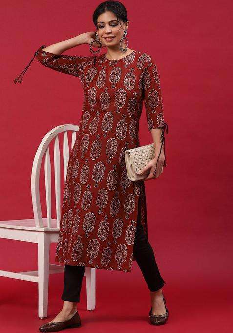 Maroon  Cotton Kurta