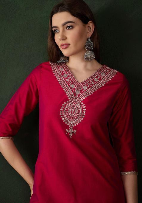 Maroon  Cotton Kurta