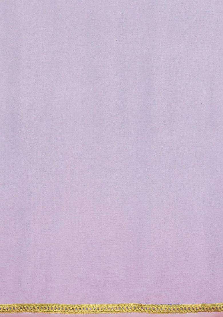 Lavender Embroidered Cotton Kurta Set - Indya