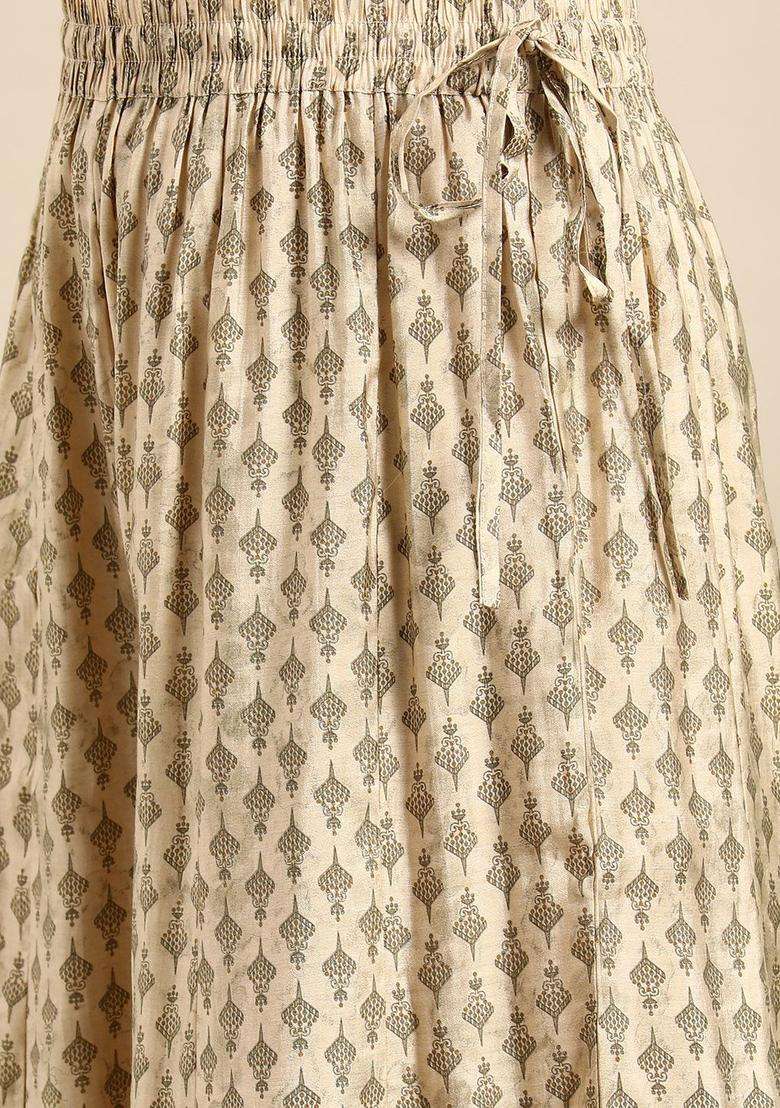 Yellow Printed Polyester Kurta Set - Indya