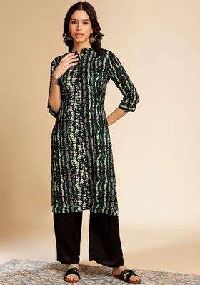 Green  Blended Kurta
