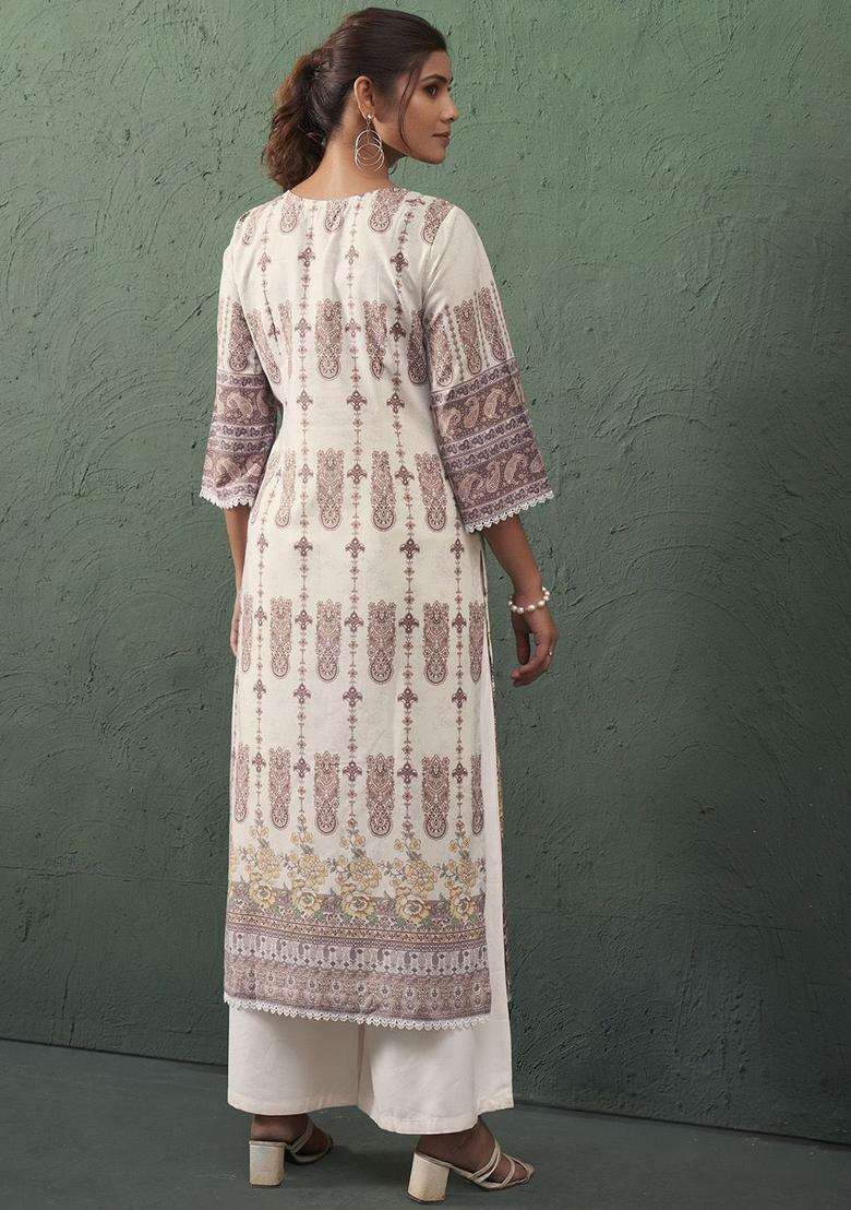 Cream  Cotton Kurta - Indya