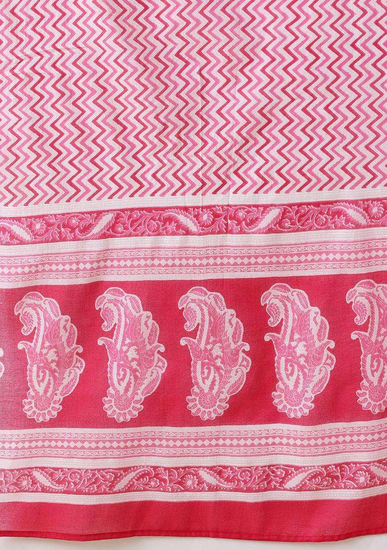 Pink Printed Cotton Kurta Set - Indya