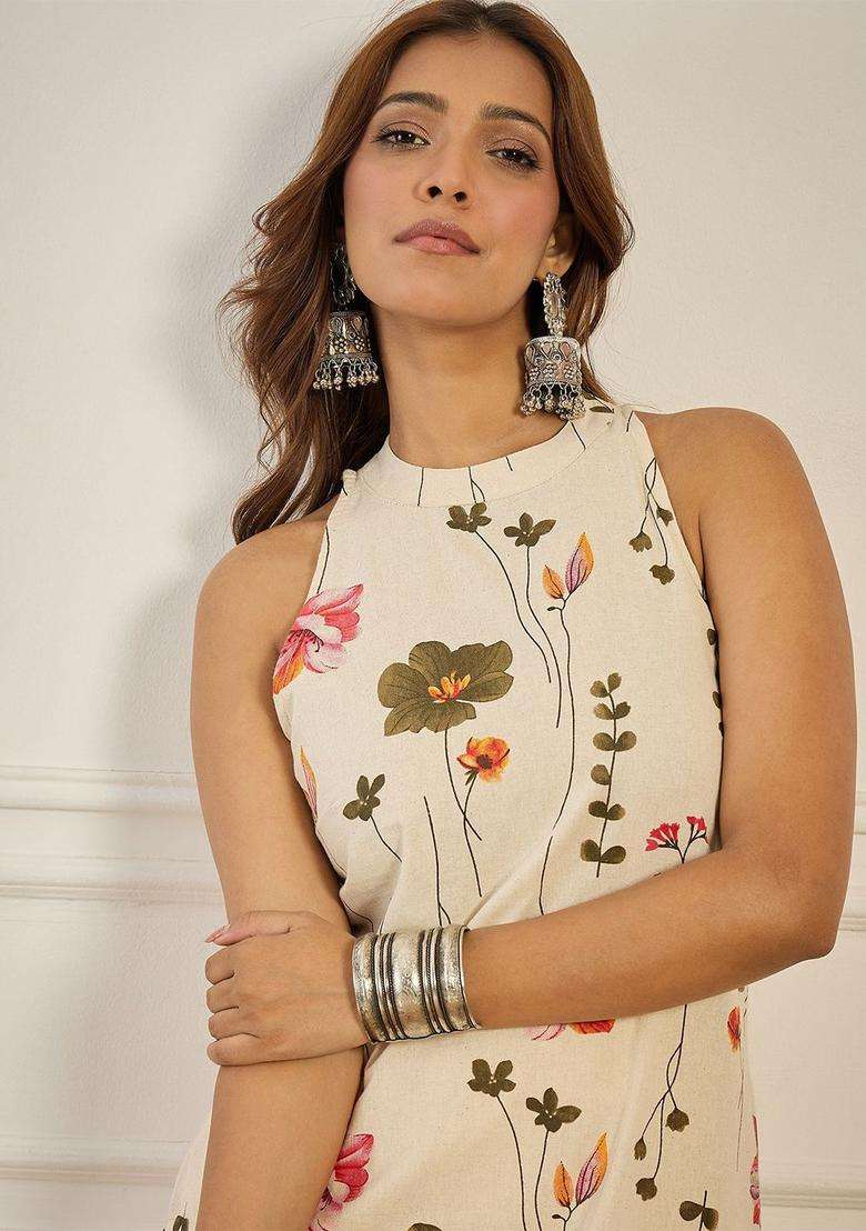 Cream  Cotton Kurta - Indya