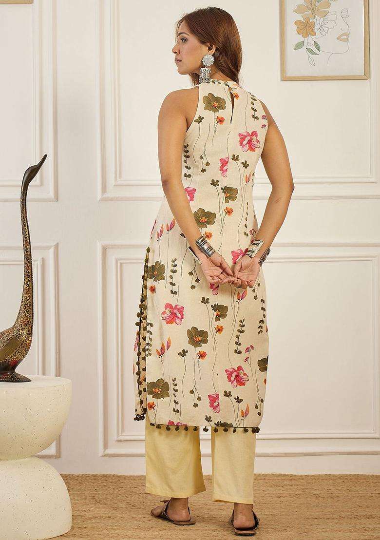 Cream  Cotton Kurta - Indya