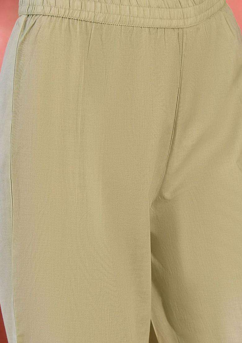 Green Printed Cotton Kurta Set - Indya