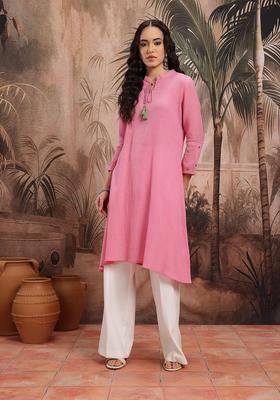 Pink  Blended Kurta