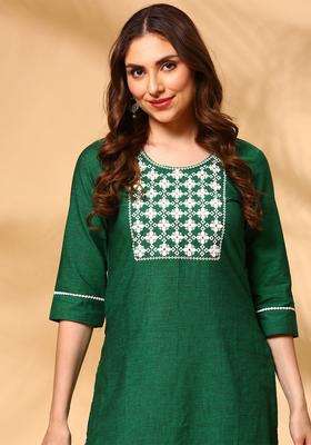 Green  Blended Kurta
