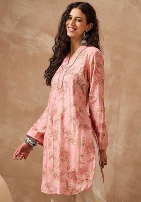 Pink  Blended Kurta