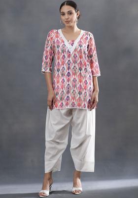 Multi Printed Silk Blend Kurta Set