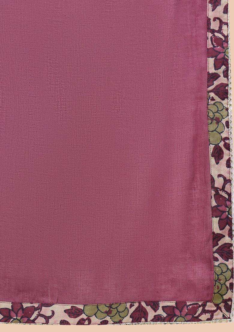 Maroon Printed Cotton Kurta Set - Indya