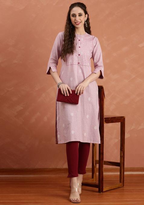 Pink  Blended Kurta