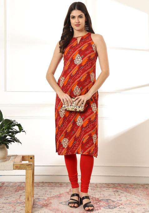 Red  Blended Kurta