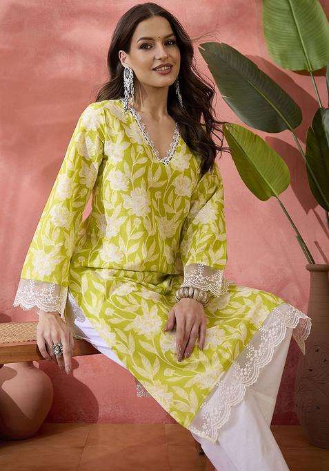 Green  Cotton Kurta