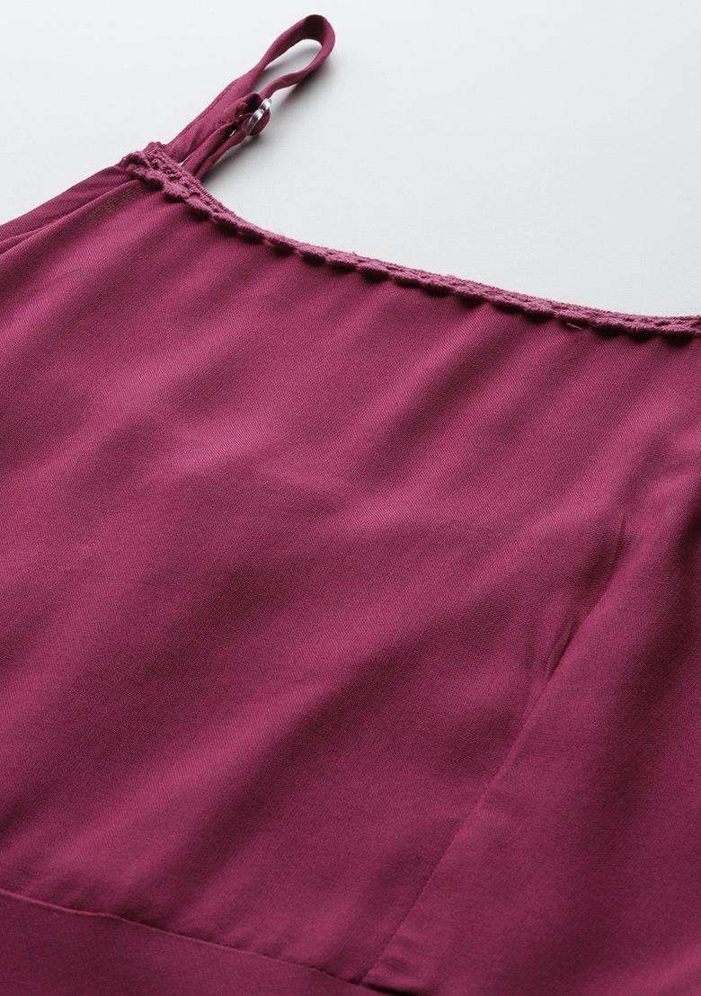 Maroon Solid Viscose Kurta Set - Indya