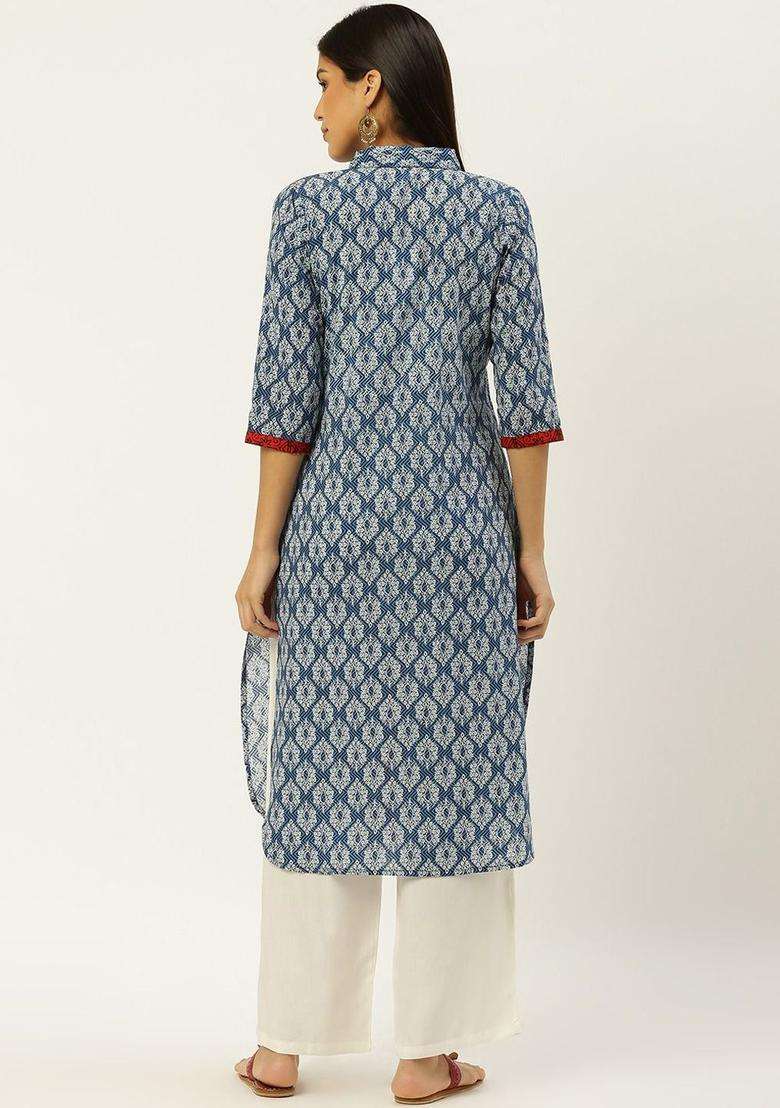 Red  Blended Kurta - Indya
