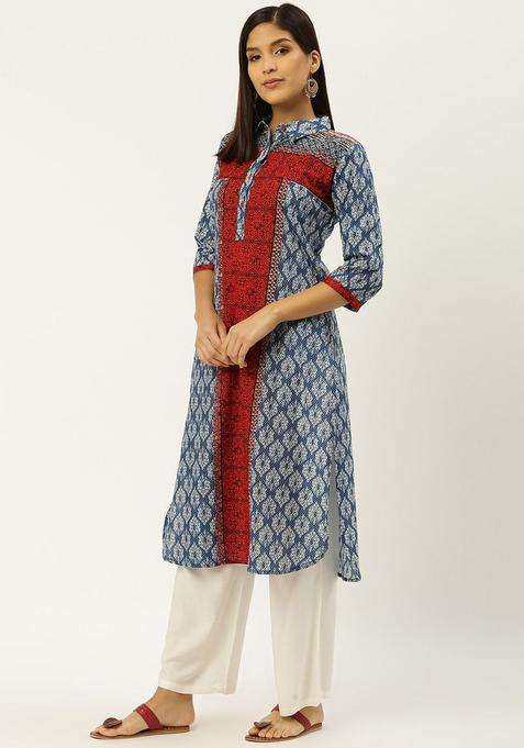 Red  Blended Kurta