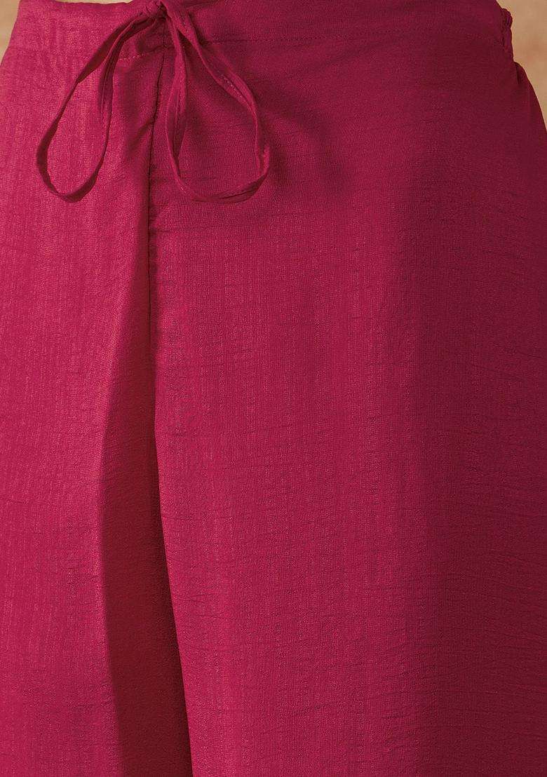 Pink Embroidered Silk Blend Anarkali Set - Indya